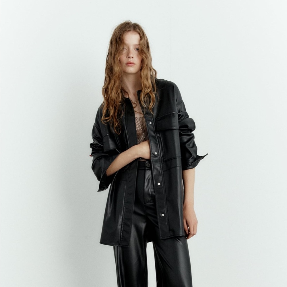 Zara Faux Leather Overshirt - XS
